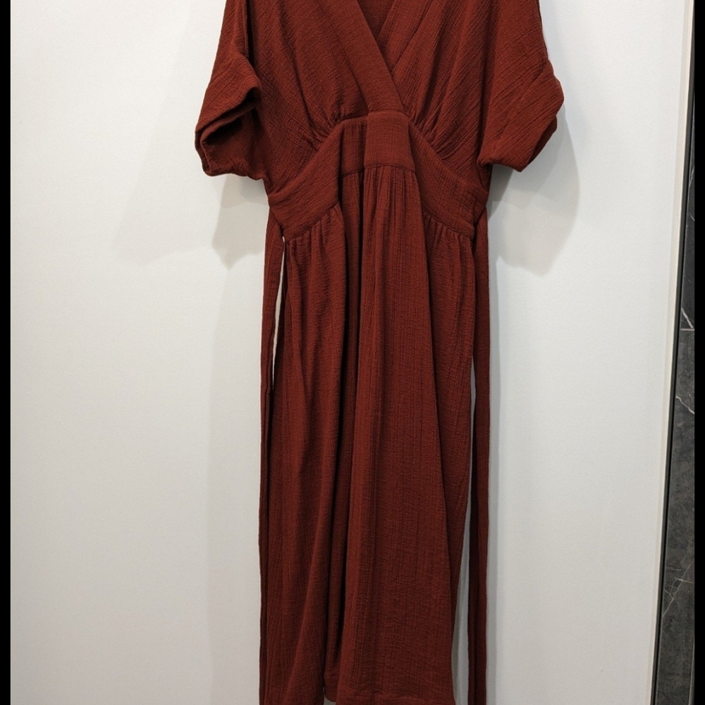 Hatch Maternity Deep Red Midi Dress Carolina - Picture 2 of 5